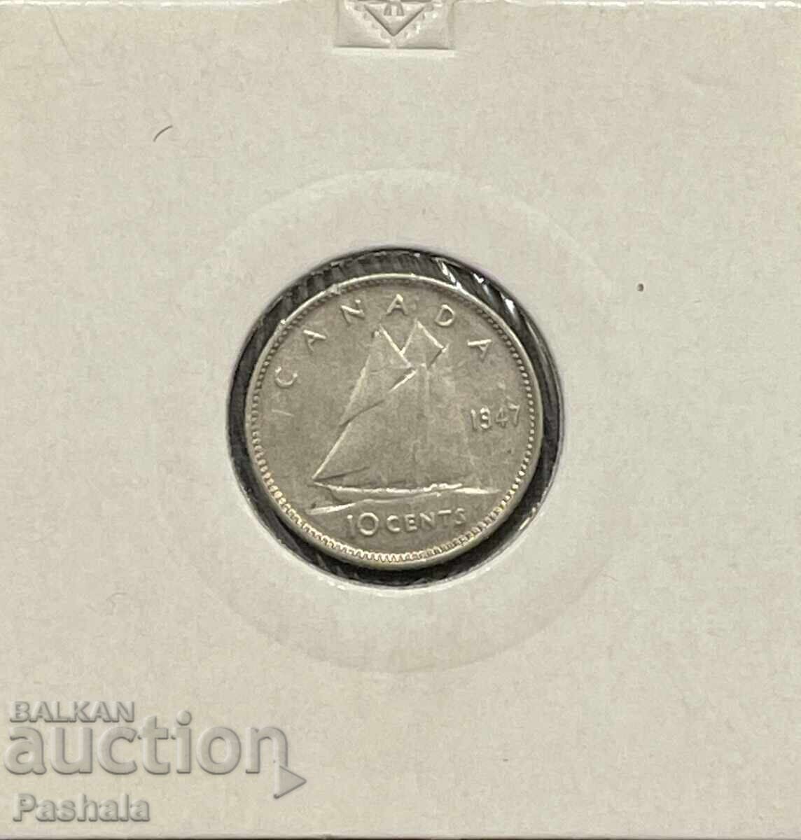 Канада 10 цент 1947 г.