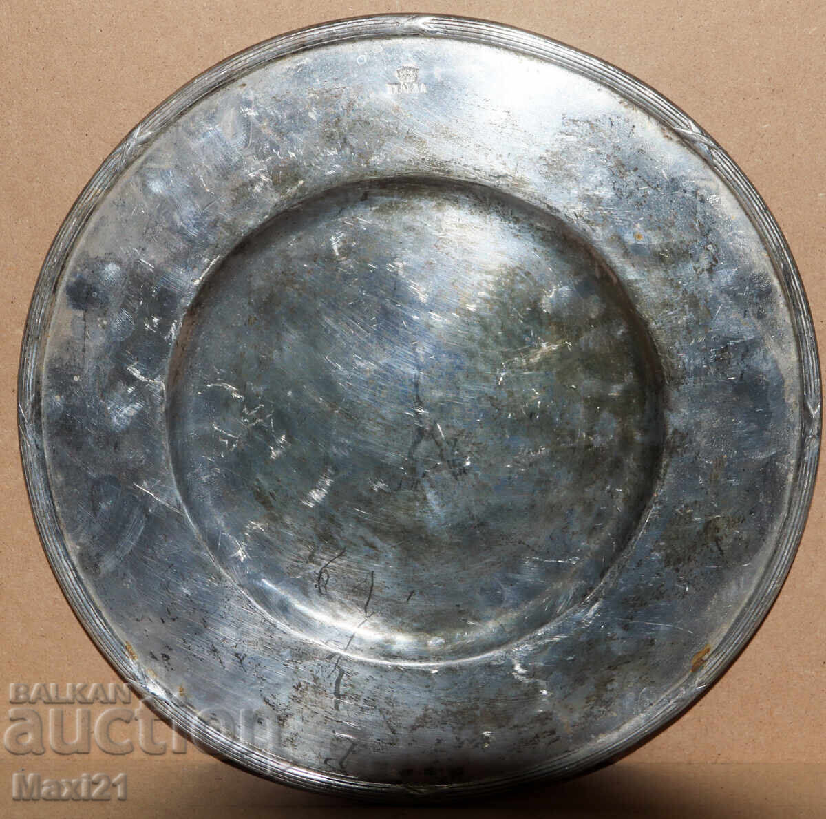Farfurie veche italiană grea, argintată