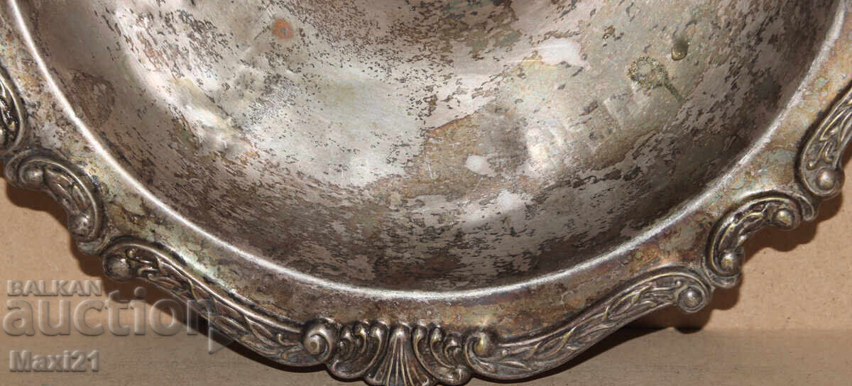 Δημοπρασία Παλιά ασημένια φρουτιέρα, μπολ, δίσκος