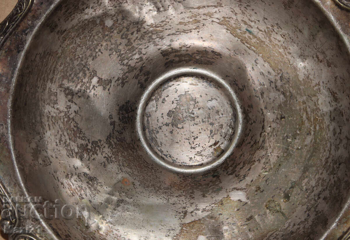 Παράδοση Παλιά ασημένια φρουτιέρα, μπολ, δίσκος