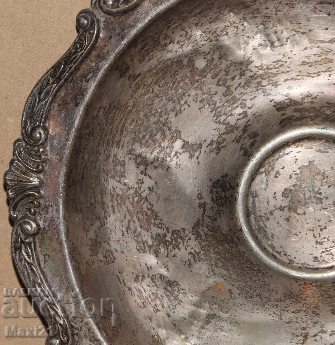 Παλιά ασημένια φρουτιέρα, μπολ, δίσκος - 5