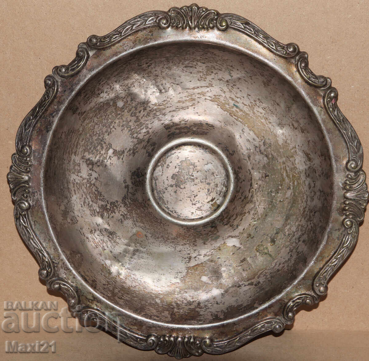 Παλιά ασημένια φρουτιέρα, μπολ, δίσκος