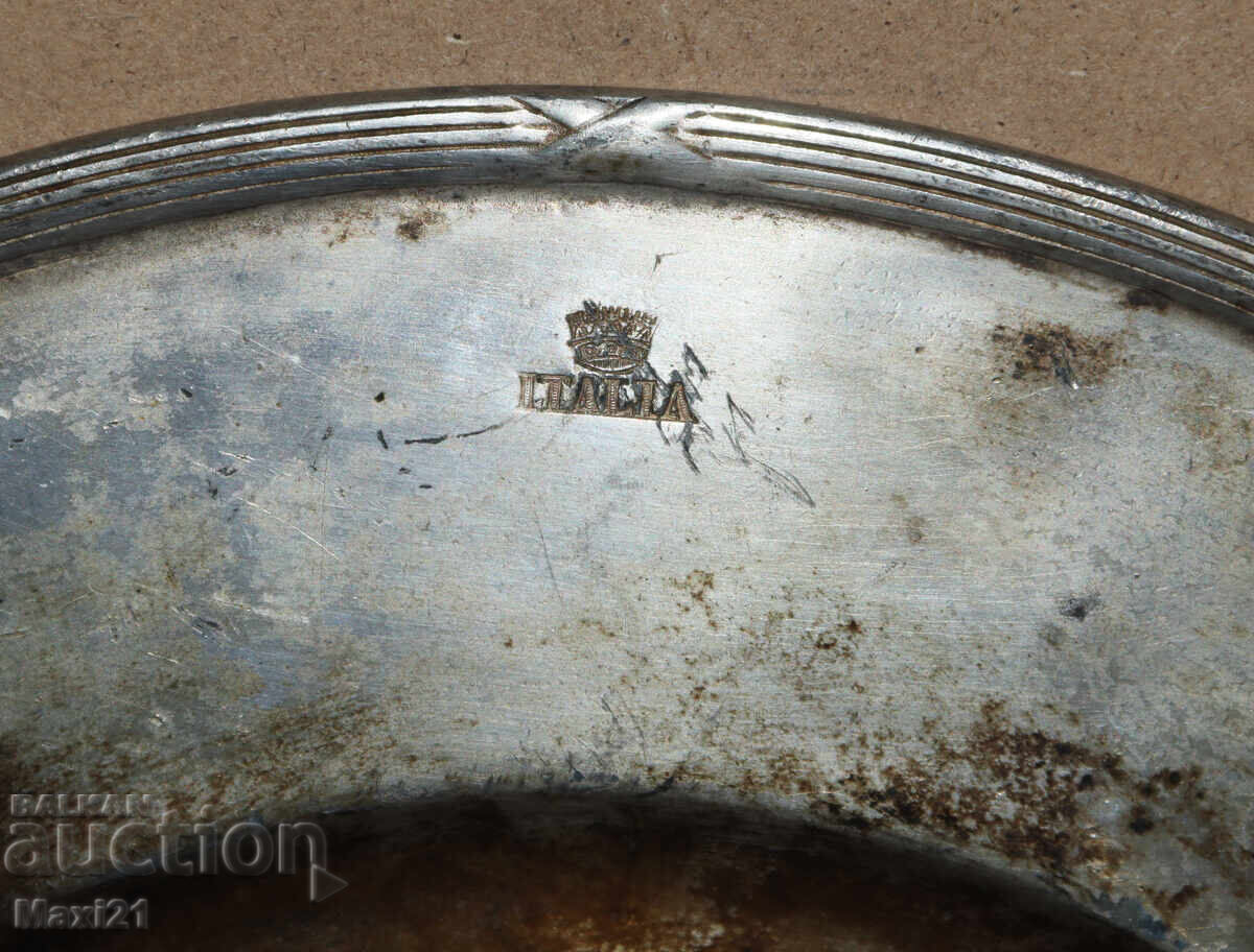 Farfurie veche italiană grea, argintată - 5
