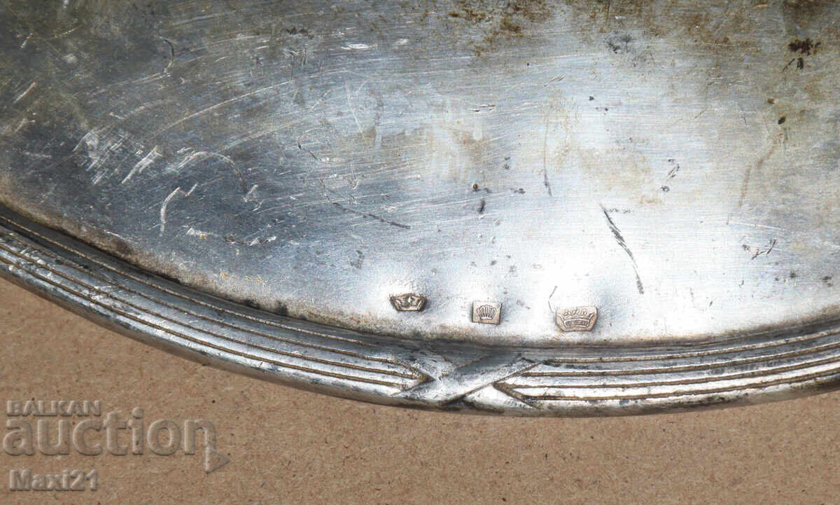 Farfurie veche italiană grea, argintată - 6