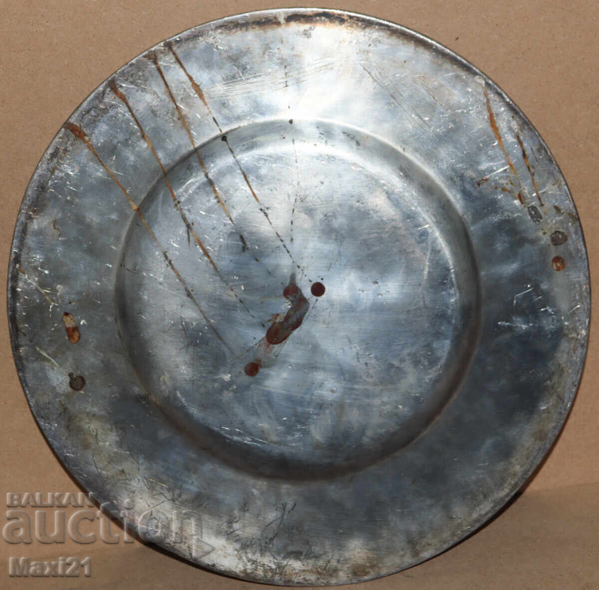 Farfurie veche italiană grea, argintată - 7