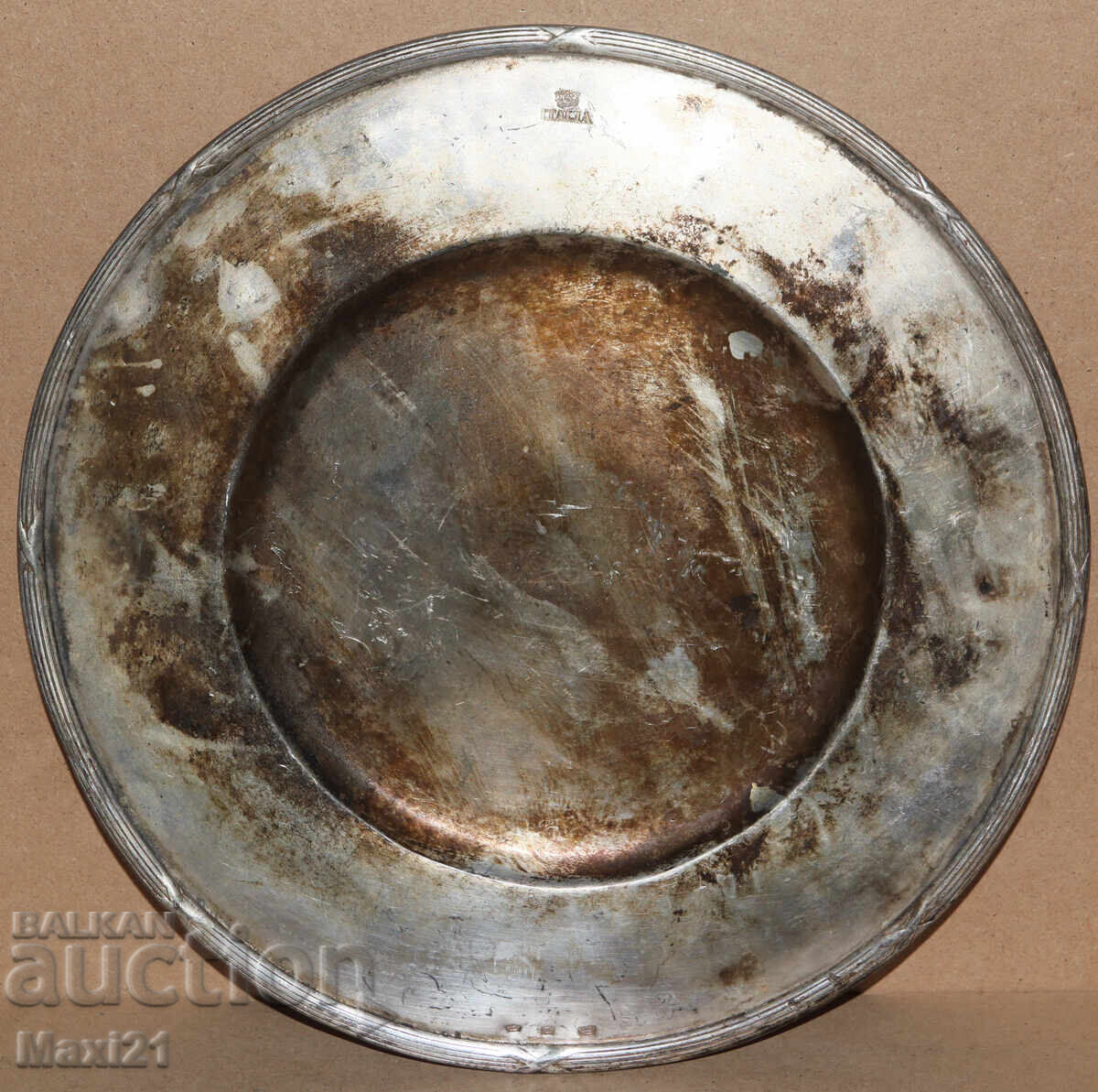 Farfurie veche italiană grea, argintată