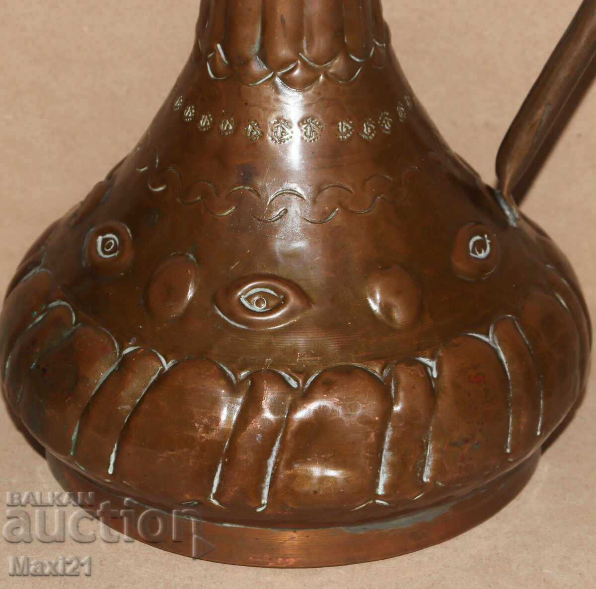 Παλαιός χειροποίητος χάλκινος μπρίκι κανάτα - 5