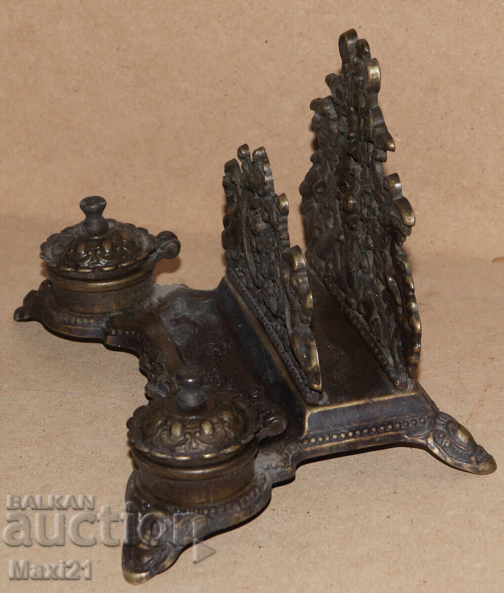 Auction Antique bronze inkwell Auction Antique bronze inkwell