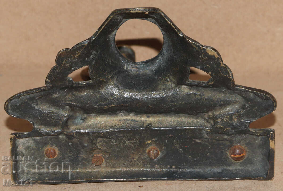 Старинна метална мастилница скулптура - 7