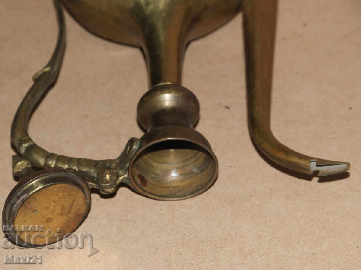 Стар ръчно изработен месингов ибрик кана - 5