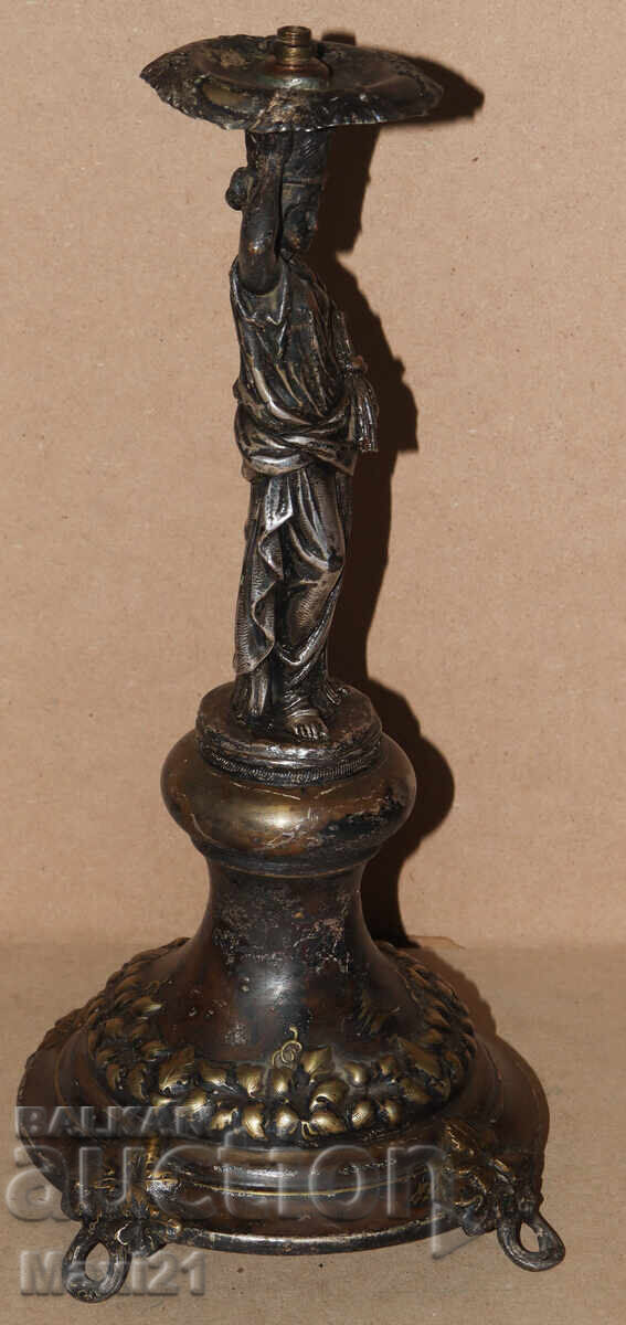 Livrarea Sculptură antică, din alamă argintată, sfeșnic