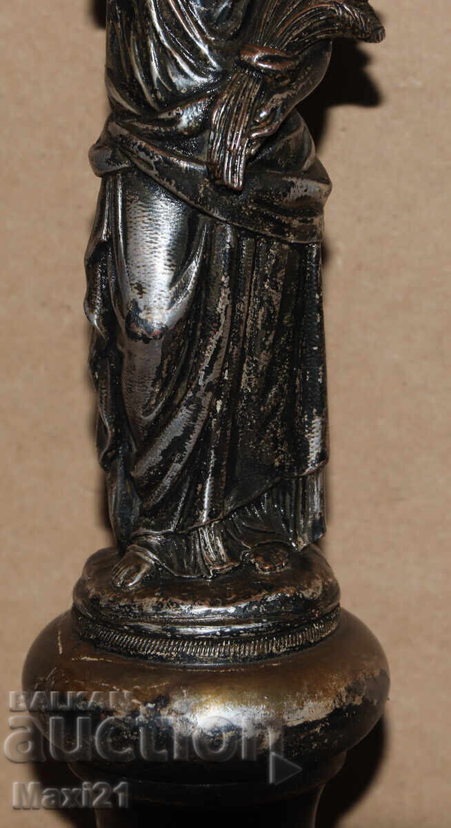 Sculptură antică, din alamă argintată, sfeșnic - 6