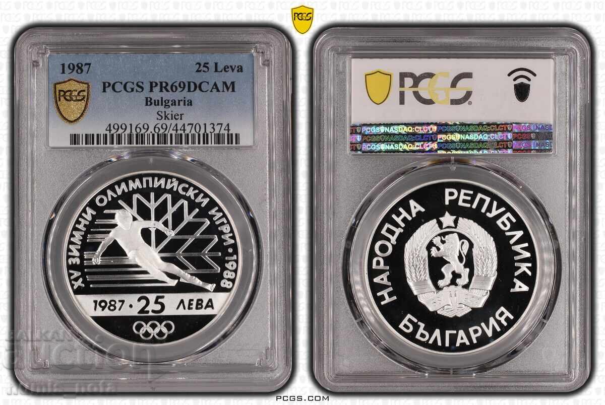 25 leva 1987 Σκι σλάλομ ΤΟΠ - PCGS PR69DCAM από 1 στ 25 leva 1987 Σκι σλάλομ ΤΟΠ - PCGS PR69DCAM από 1 στ