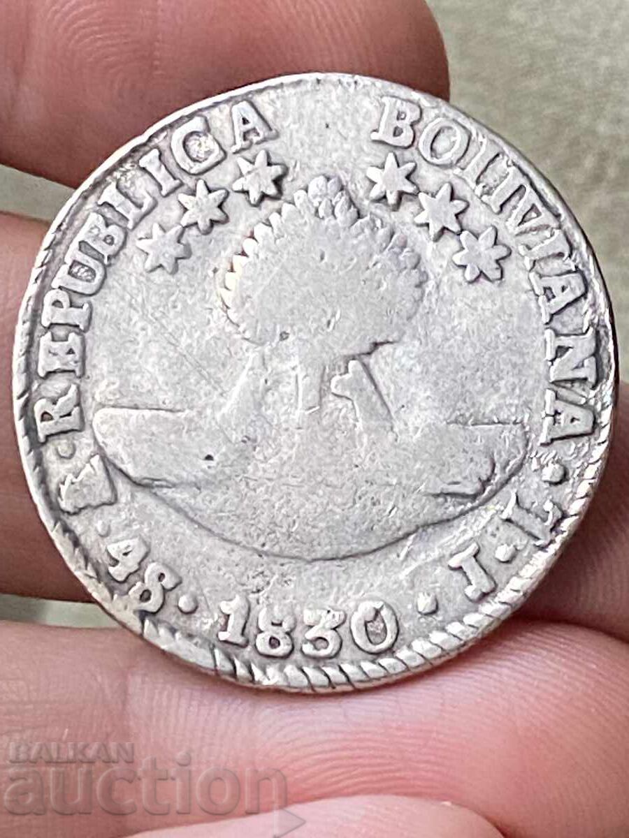 Bolivia 4 Soles 1830 Simon Bolivar Silver with price 90.00 BGN | € 46.02