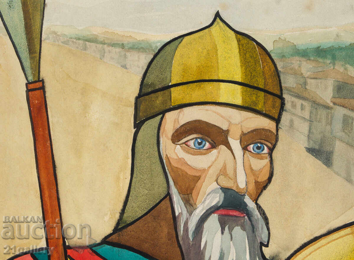 Livrarea Pictură veche acuarelă portret Han Asparuh