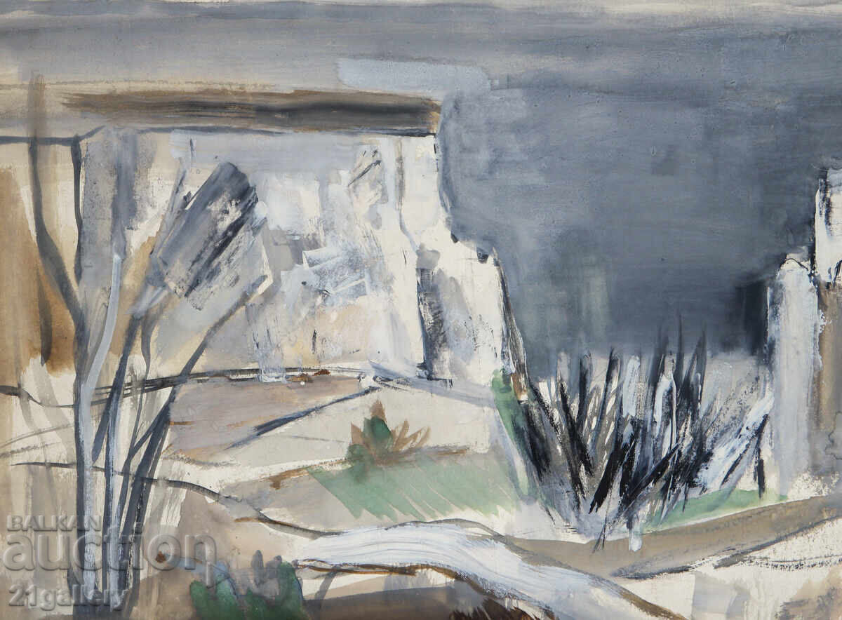 Livrarea Tablou tempera peisaj abstract