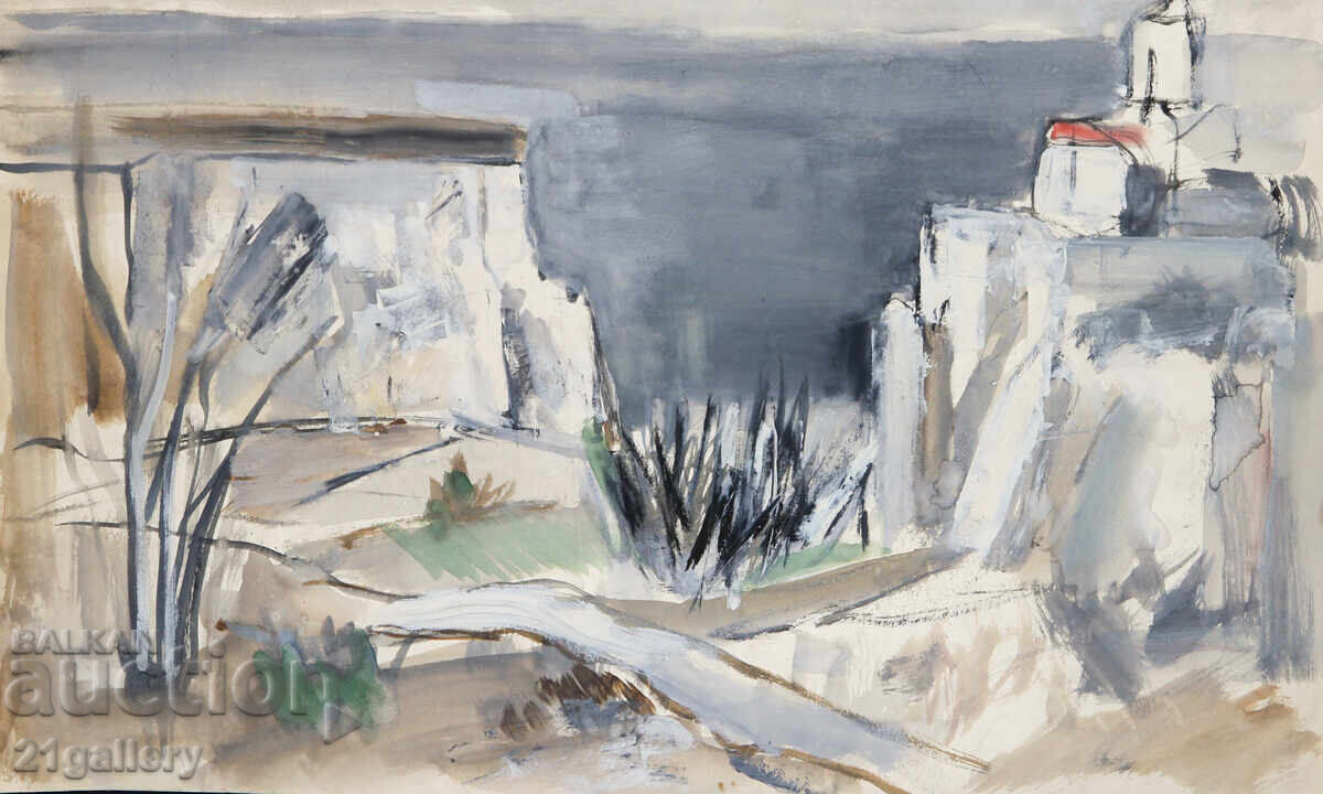 Tablou tempera peisaj abstract