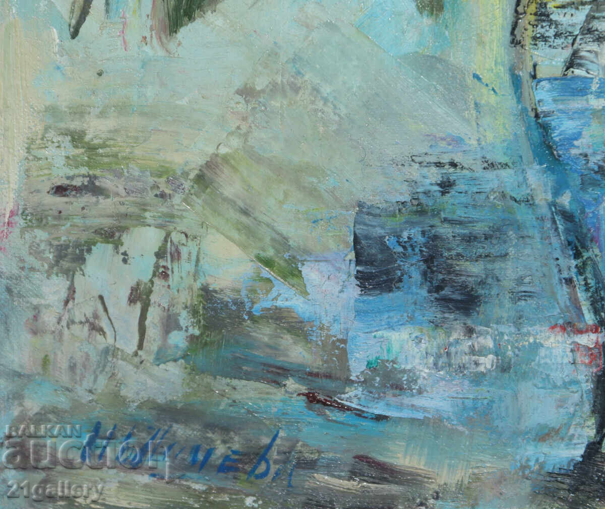 Still life vase with flowers oil paints, signed - 6