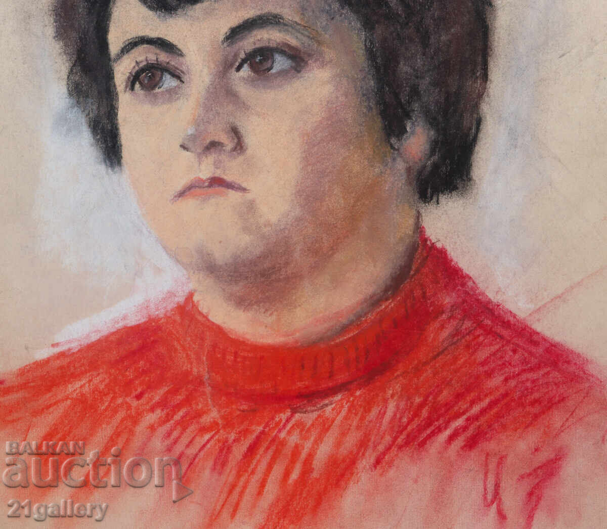 V. Ivanov 1978 Female Portrait Pastel - 5