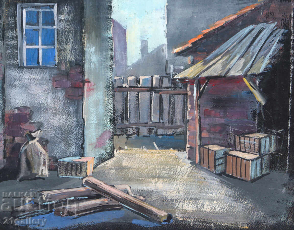 Old tempera painting, cityscape - 5