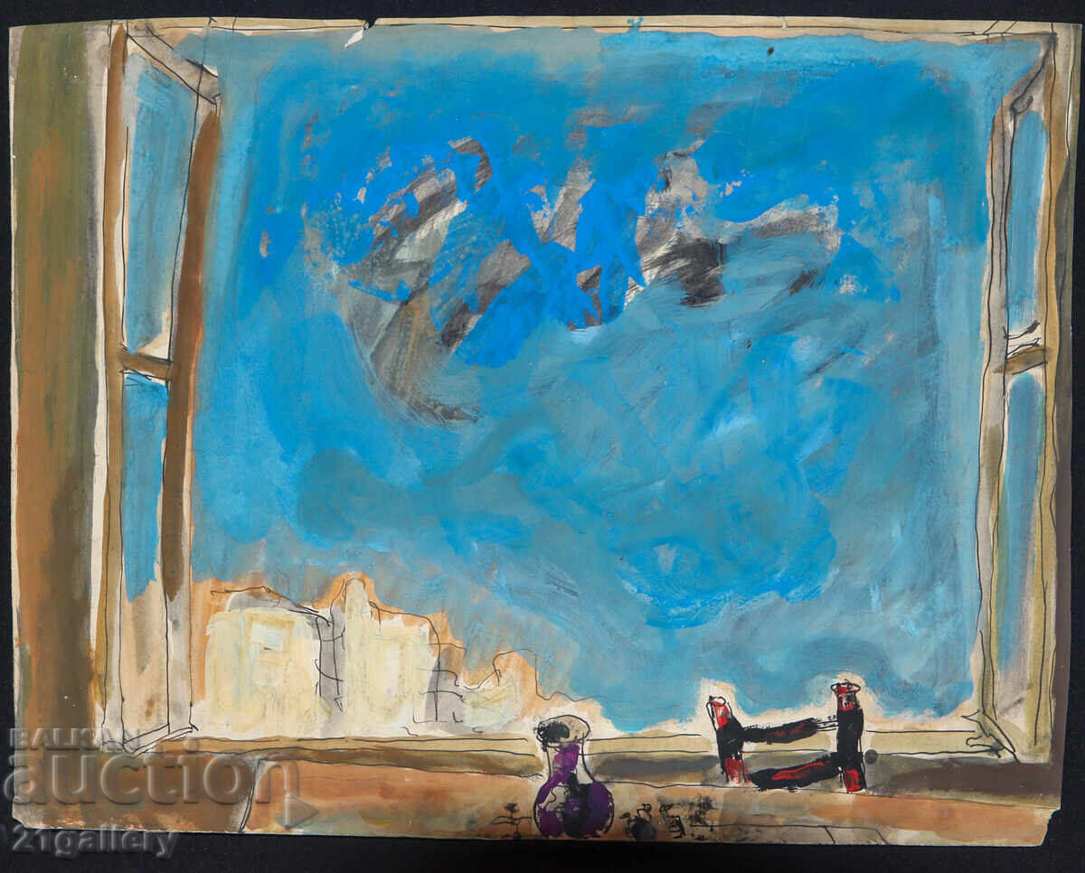 Watercolor painting landscape view from a window with price 400.00 BGN | € 204.52 Watercolor painting landscape view from a window with price 400.00 BGN | € 204.52