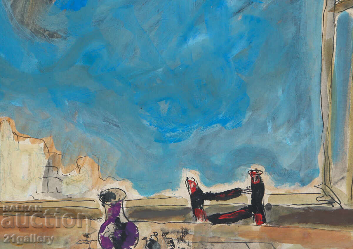 Watercolor painting landscape view from a window - 6 Watercolor painting landscape view from a window - 6