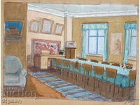 Old tempera painting, stage scenery