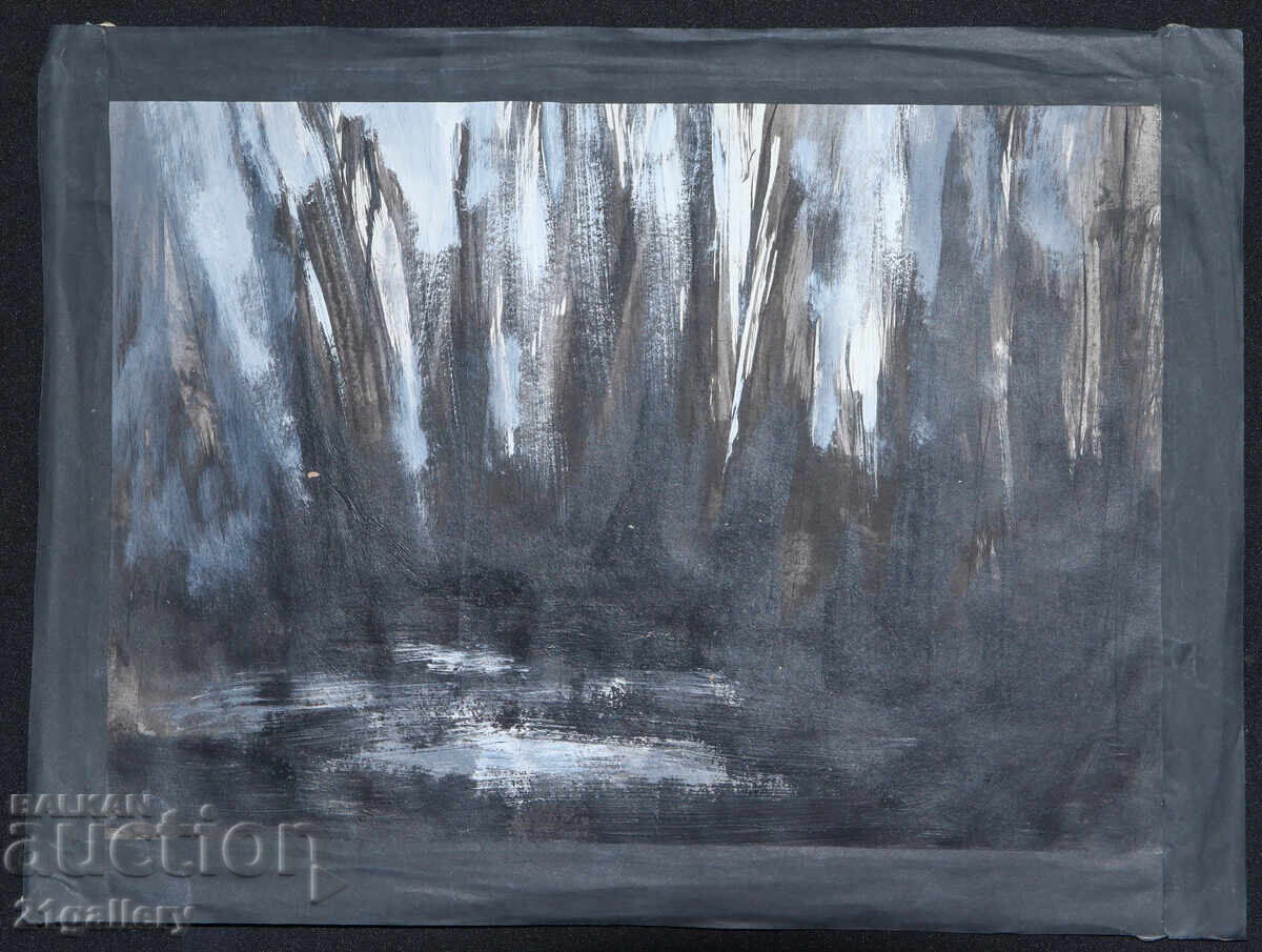 Tablou cu vopsele tempera, compoziție abstractă cu preț 200.00 BGN | € 102.26