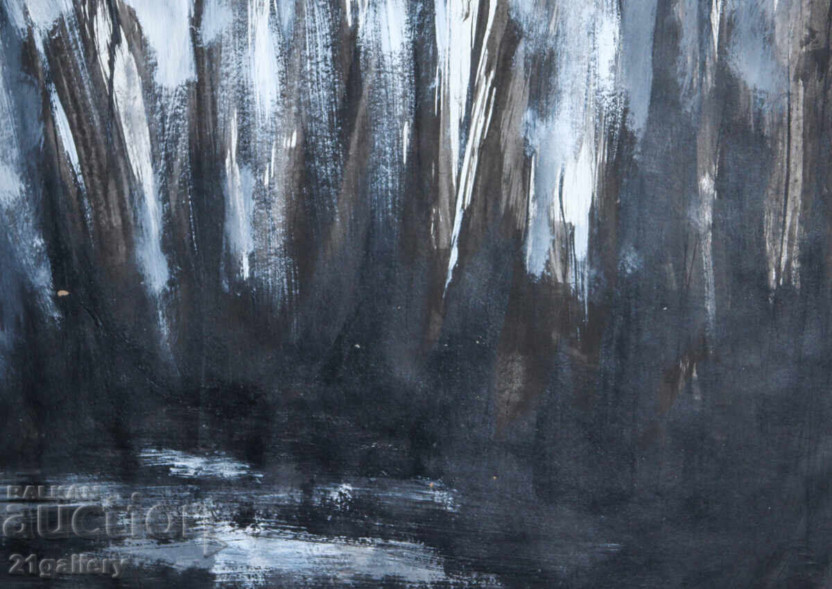 Tablou cu vopsele tempera, compoziție abstractă - 5