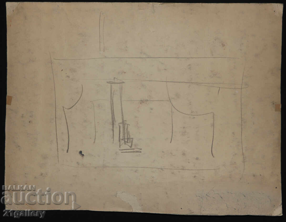Tablou vechi, culori tempera, cârciumă țărănească - 7