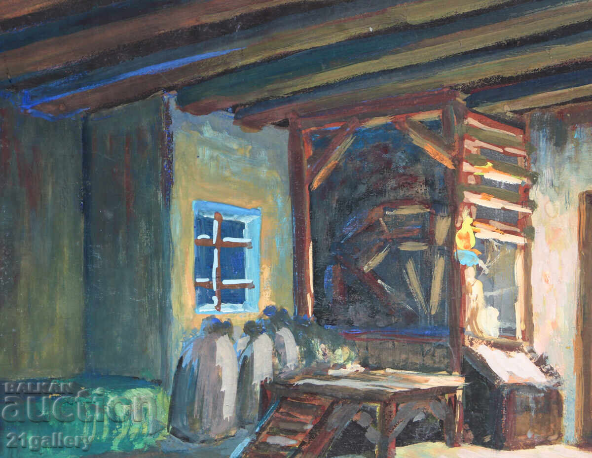 Auction  Old painting, tempera paints, Revival house interior