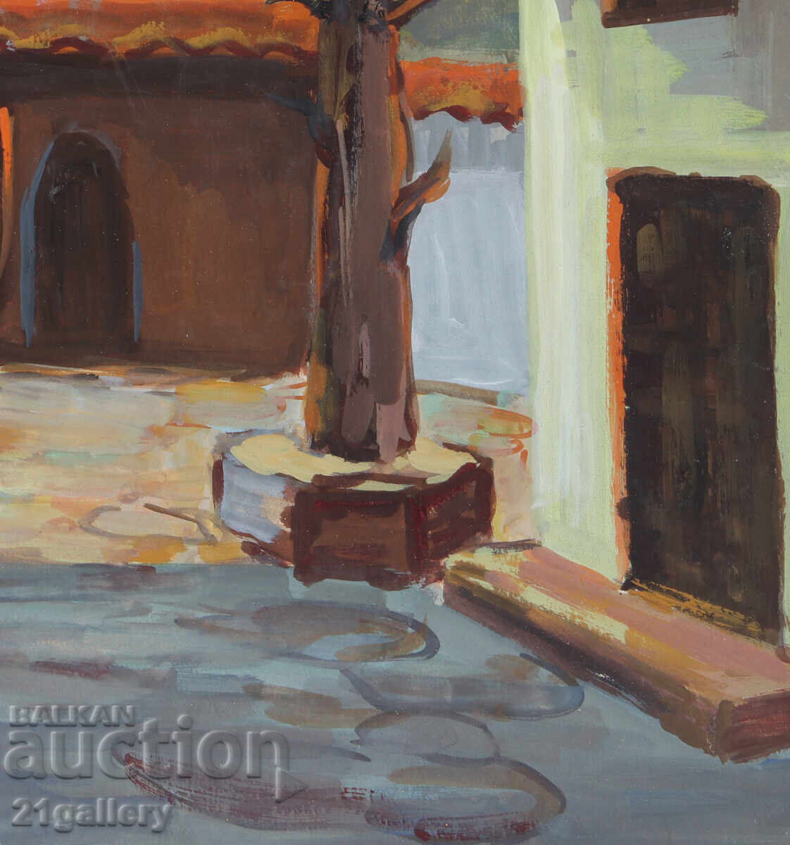 Стара картина темперни бои възрожденска къща двор - 5