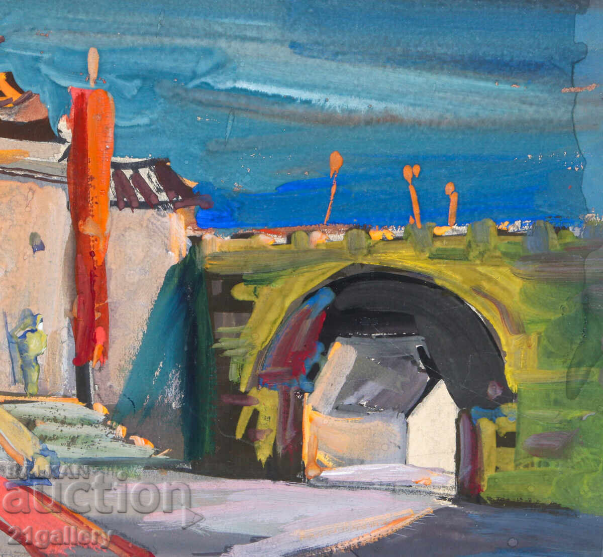 Old painting, tempera paints, landscape - 6