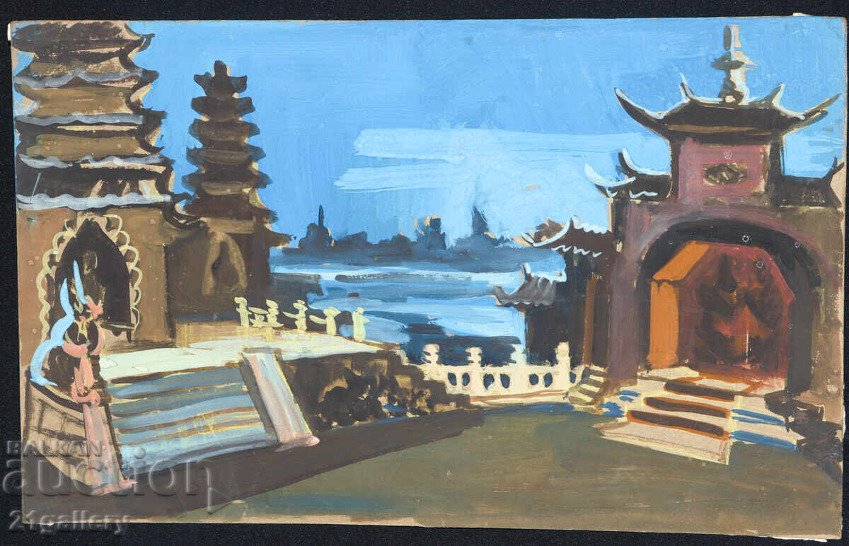 Παλιός πίνακας με τέμπερα, τοπίο με τιμή 300.00 BGN | € 153.39