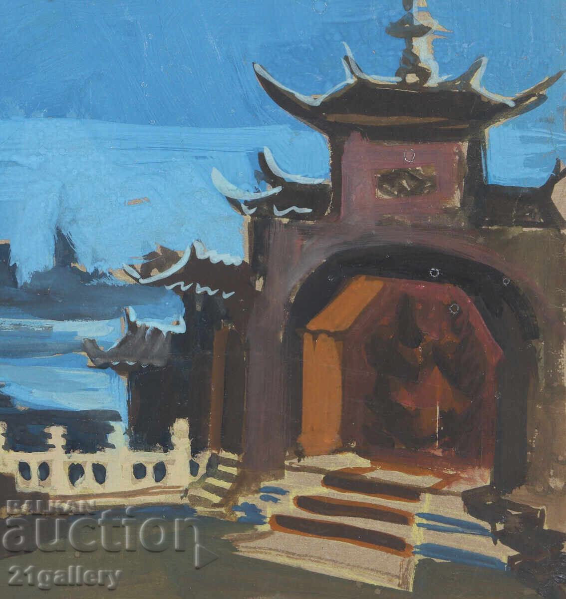 Παλιός πίνακας με τέμπερα, τοπίο - 5