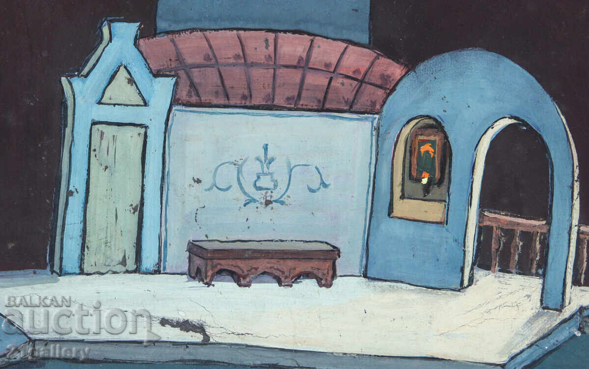 Old painting, tempera paints, interior - 5