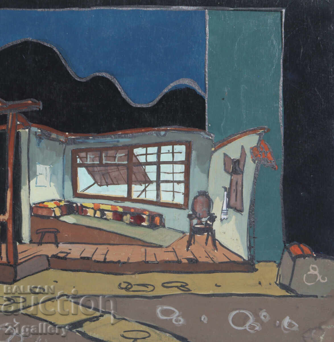 Old painting, tempera paints, interior - 5