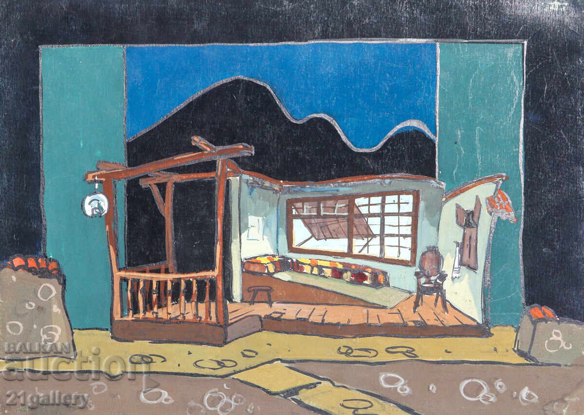 Old painting, tempera paints, interior