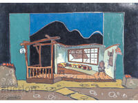 Old painting, tempera paints, interior