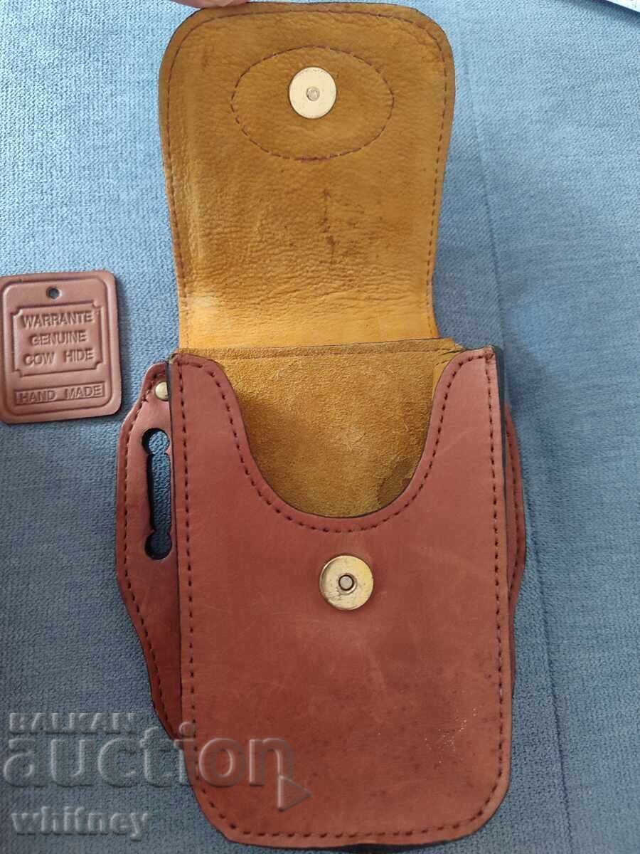 Италиански стар кожен калъф за колан - 5