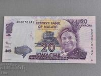 Банкнота - Малави - 20 квача UNC | 2012г.