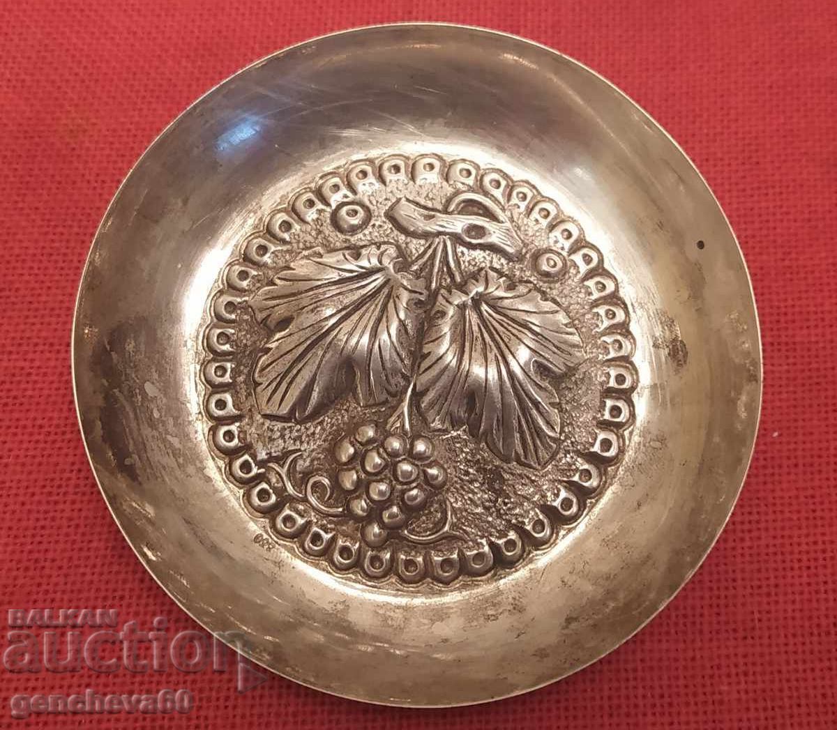 Micul farfurioară rară veche de argint cu motive florale - 6