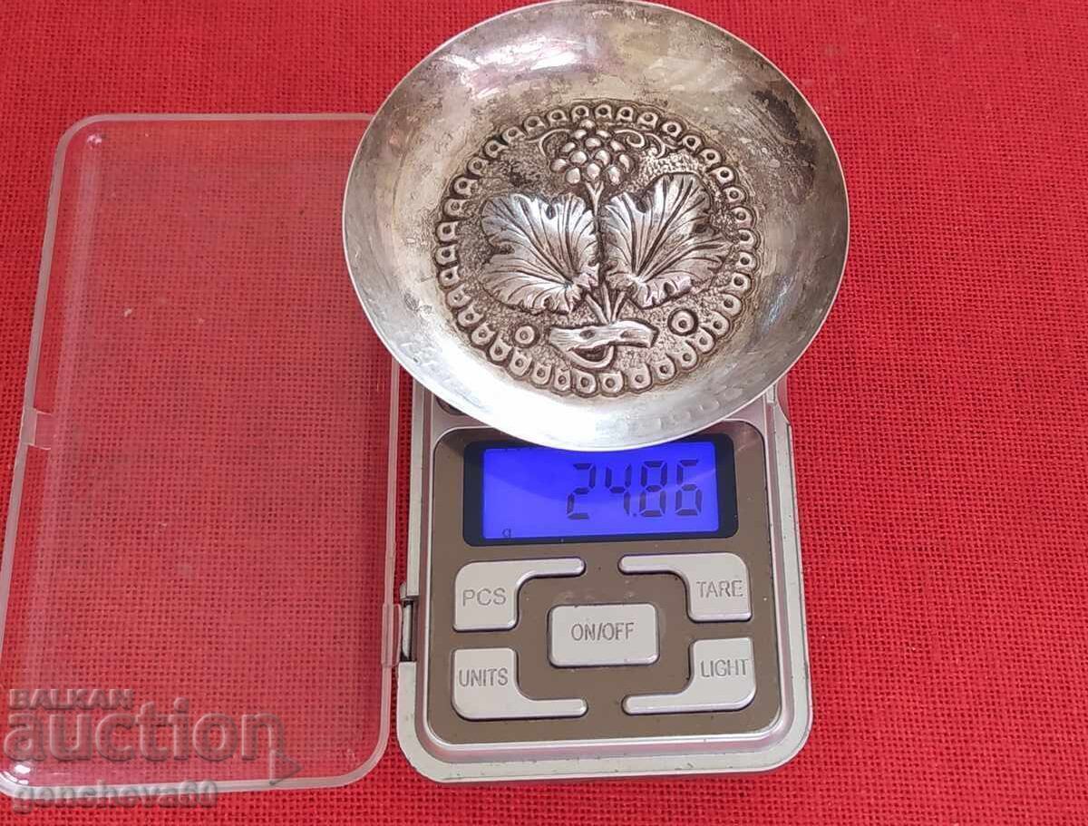 Farfurioară mică rară argint 830 cu motive florale - 7