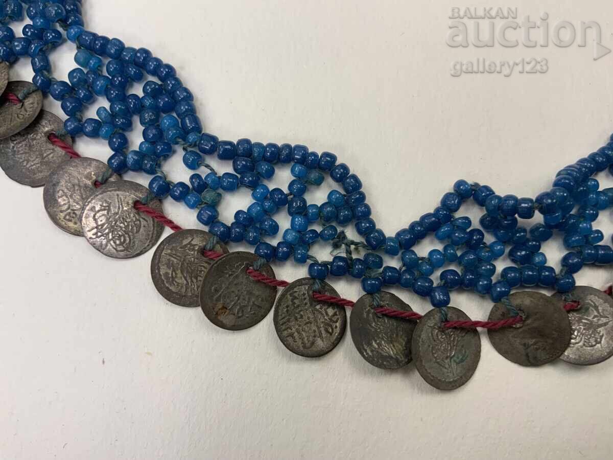 Auction  Revival-era jewelry necklace with akche coins and beads