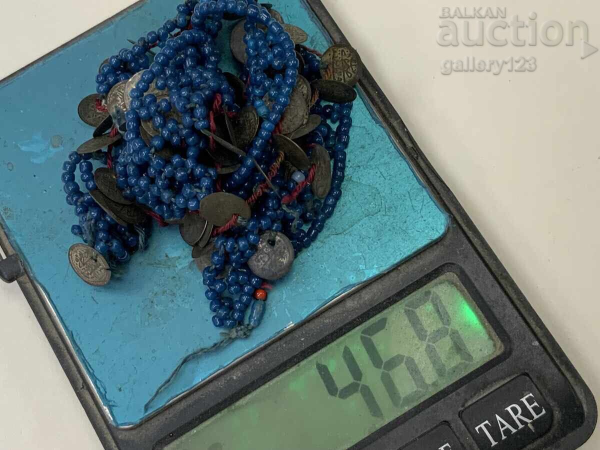 Revival-era jewelry necklace with akche coins and beads - 8