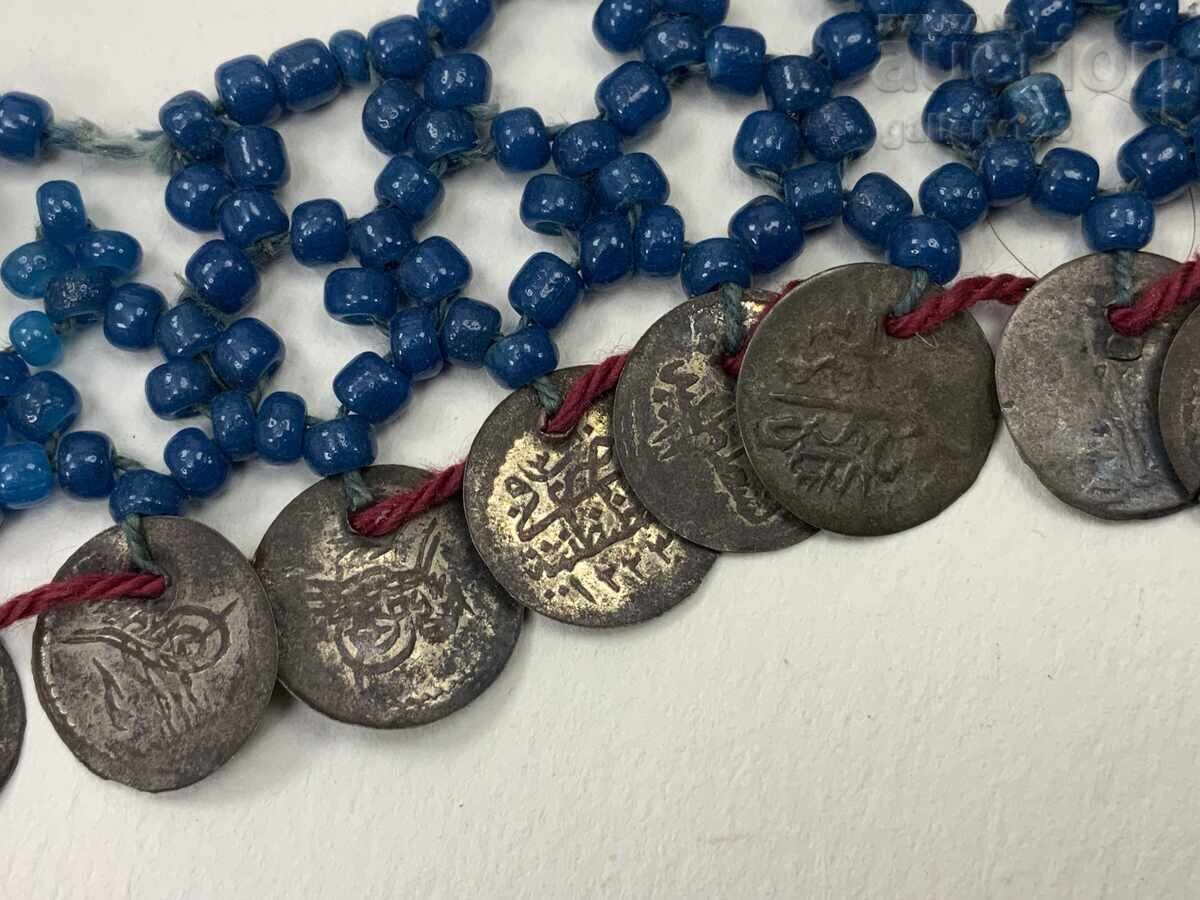 Revival-era jewelry necklace with akche coins and beads - 9