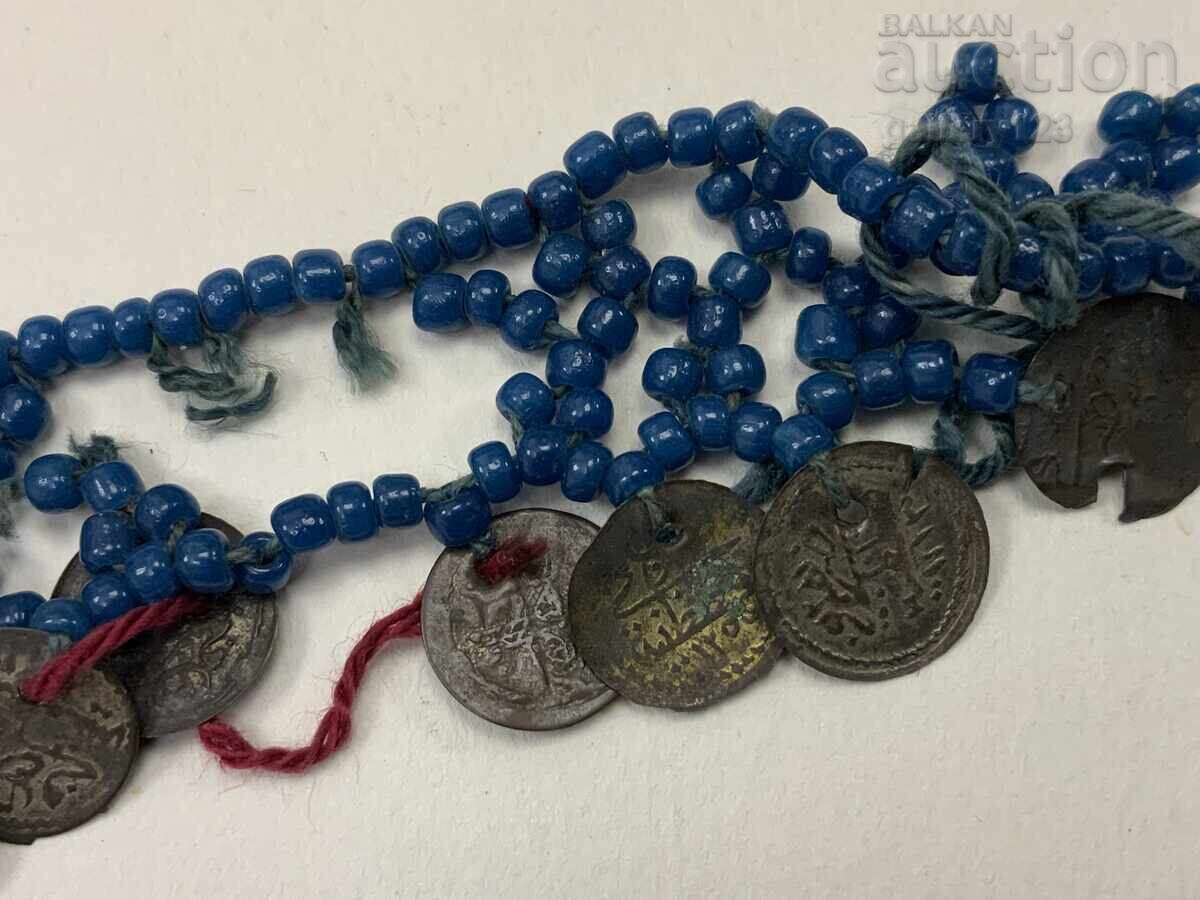 Revival-era jewelry necklace with akche coins and beads - 10