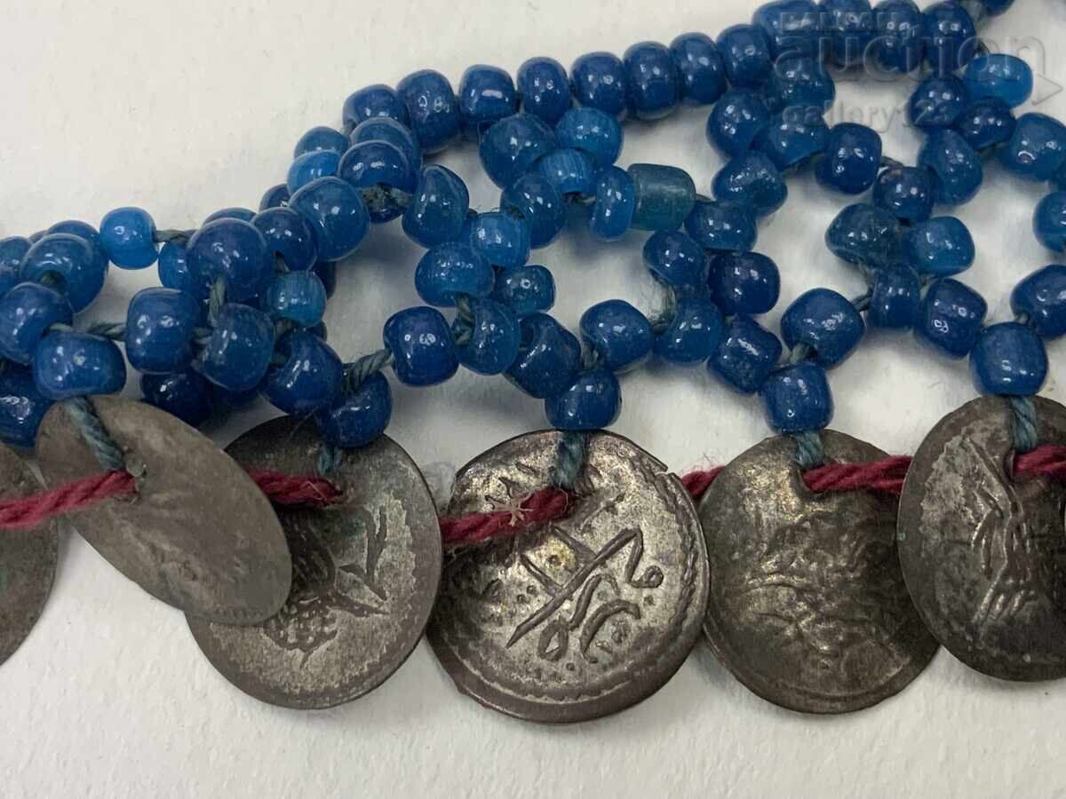 Revival-era jewelry necklace with akche coins and beads - 11