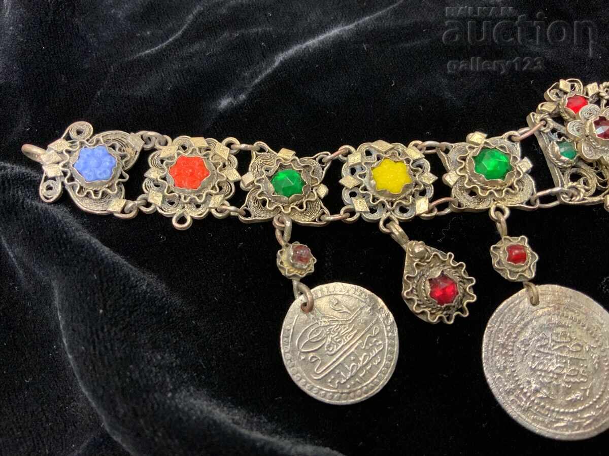 Livrarea Bijuterie renascentistă filigran argint turcească monede colorate Livrarea Bijuterie renascentistă filigran argint turcească monede colorate