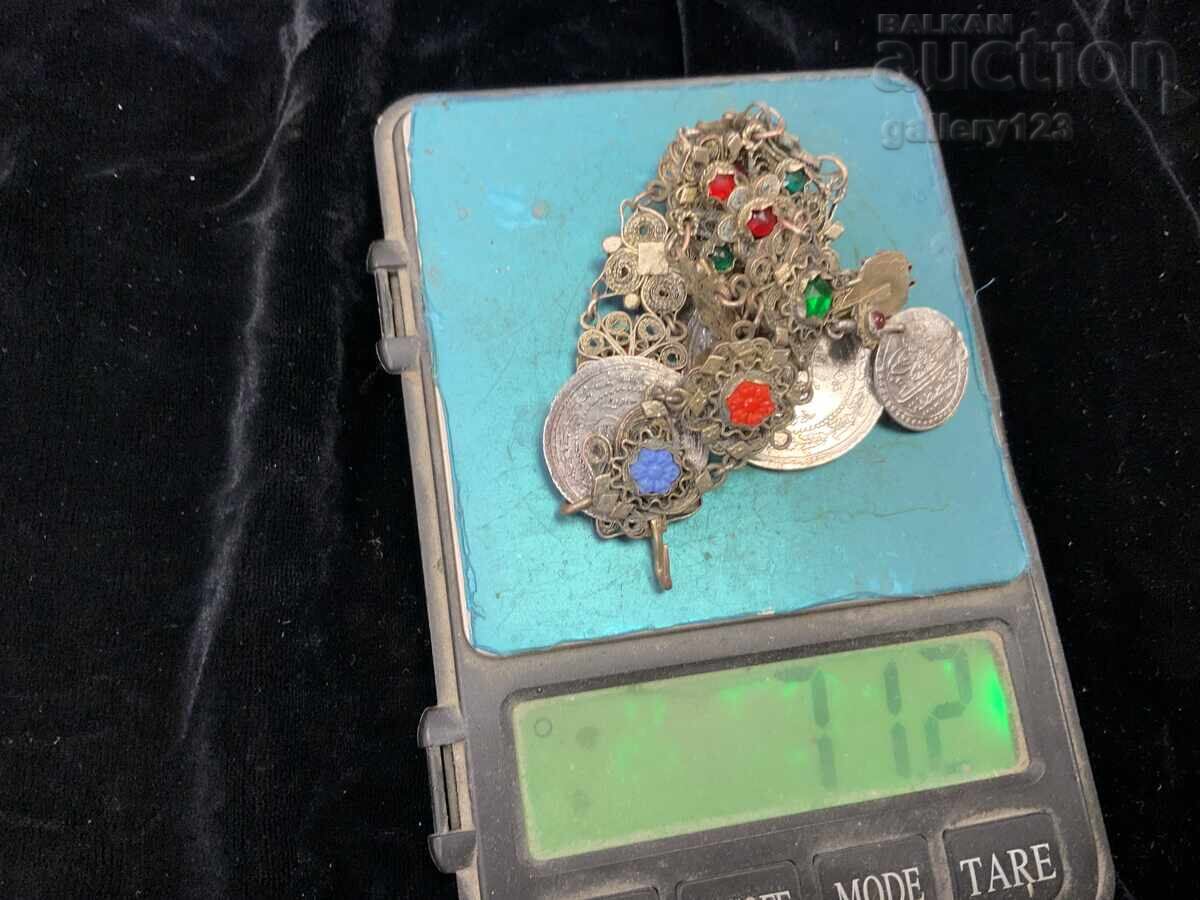 Bijuterie renascentistă filigran argint turcească monede colorate - 7 Bijuterie renascentistă filigran argint turcească monede colorate - 7